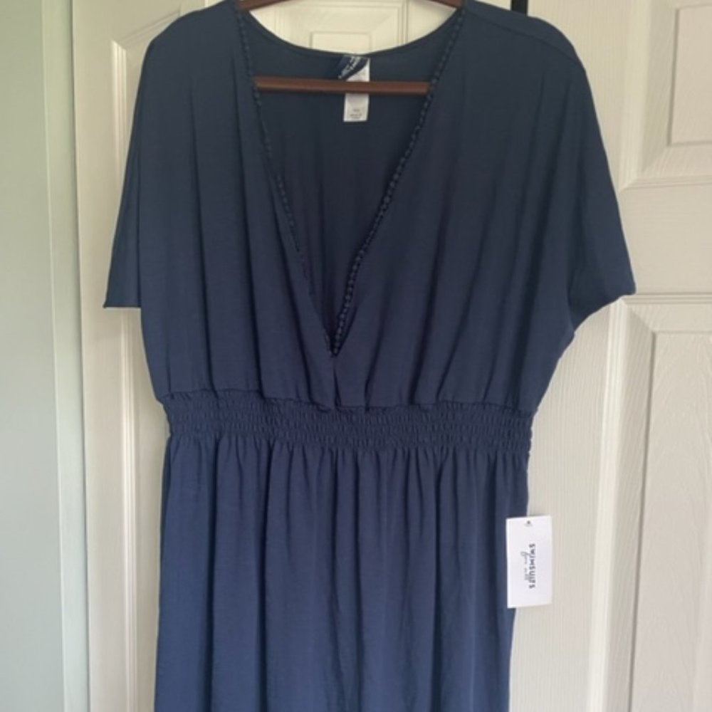 Navy Blue Swimsuits for All Cover up-xl